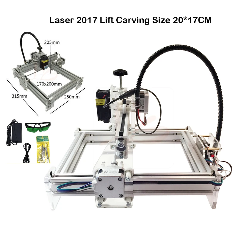 

Disassembled Blue Violet 2017 mini Laser Engraving Machine laser height adjustable Carving Size 20*17CM 500mw 2500mw 5500mw 10W