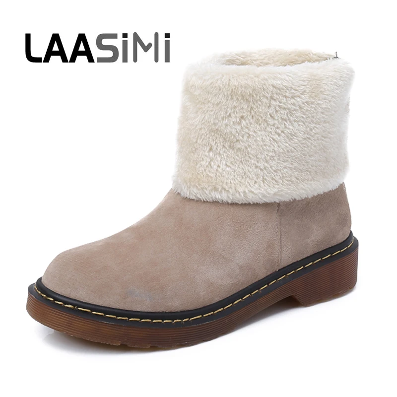 LAASIMI/женские зимние ботинки; Новое поступление; модная зимняя обувь; женские ботильоны из натуральной кожи; женская обувь; большие размеры