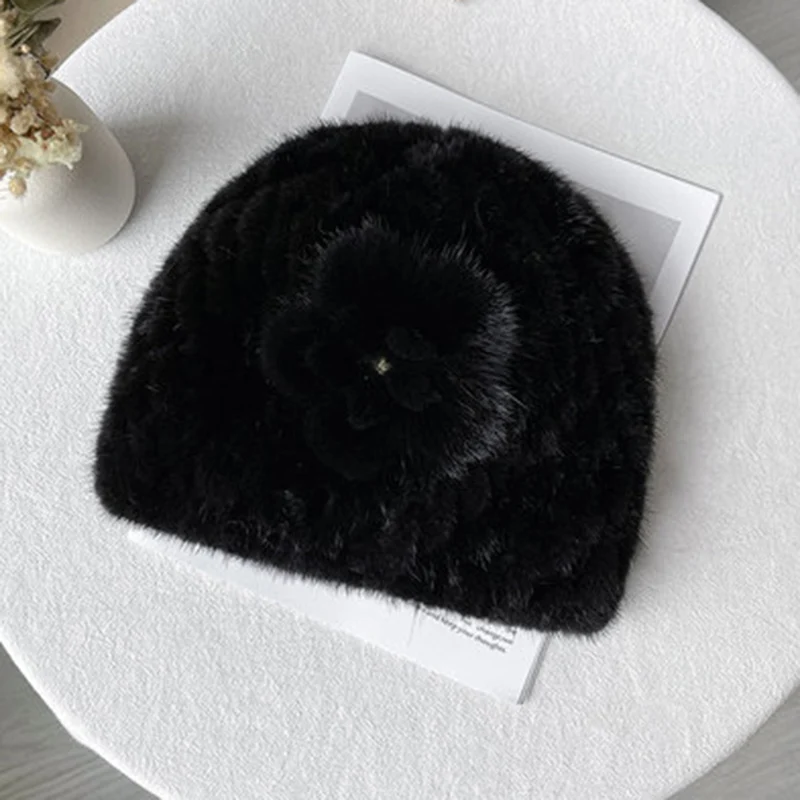 Оптовая цена от производителя модная женская вязаная шапка из меха норки |