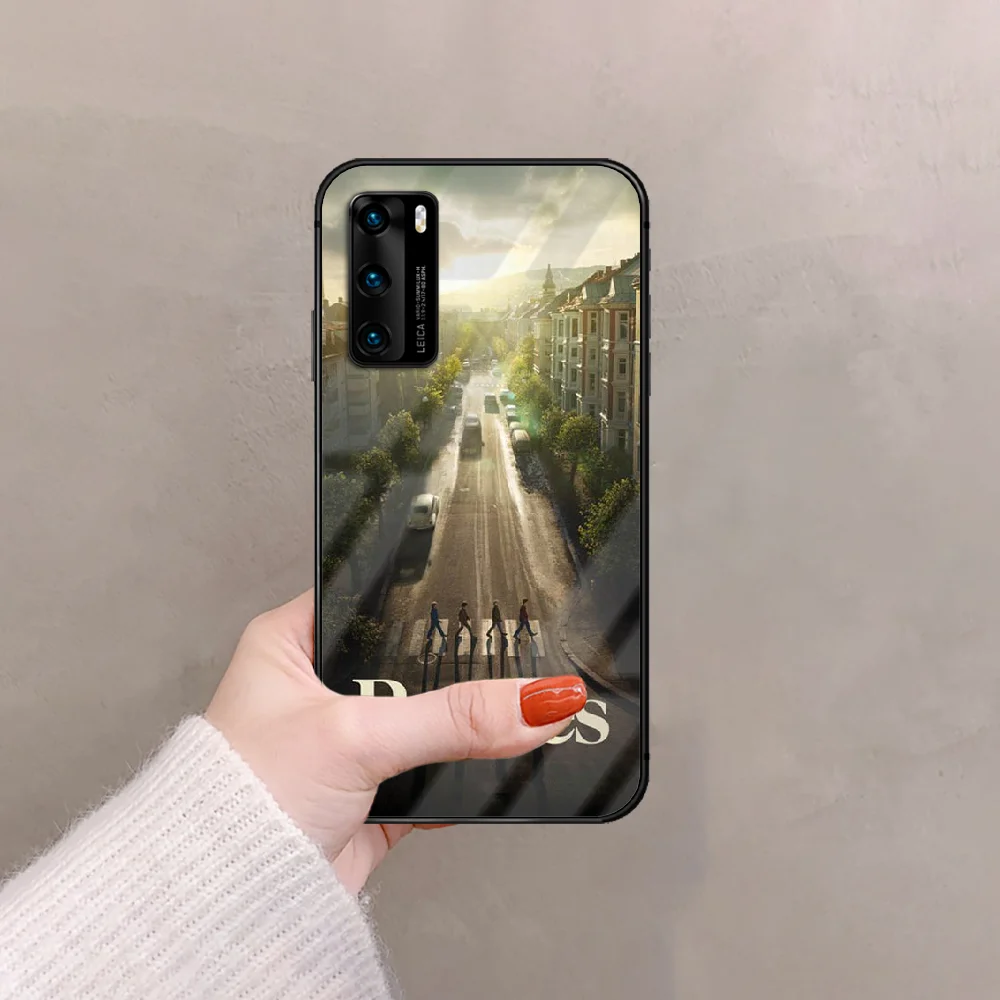 

Beatle Band Phone Tempered Glass Case Cover For Huawei P Mate 20 30 40 Pro Lite Smart 2019 2021 Nova 5T Black Painting Tpu