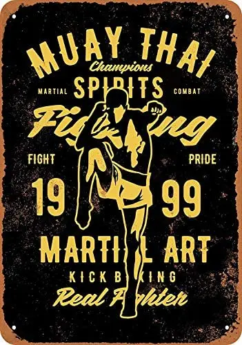 

Metal Sign - Vintage Look Muay Thai Martial Arts (Black Background) - 8 x 12 Inches Tin Sign