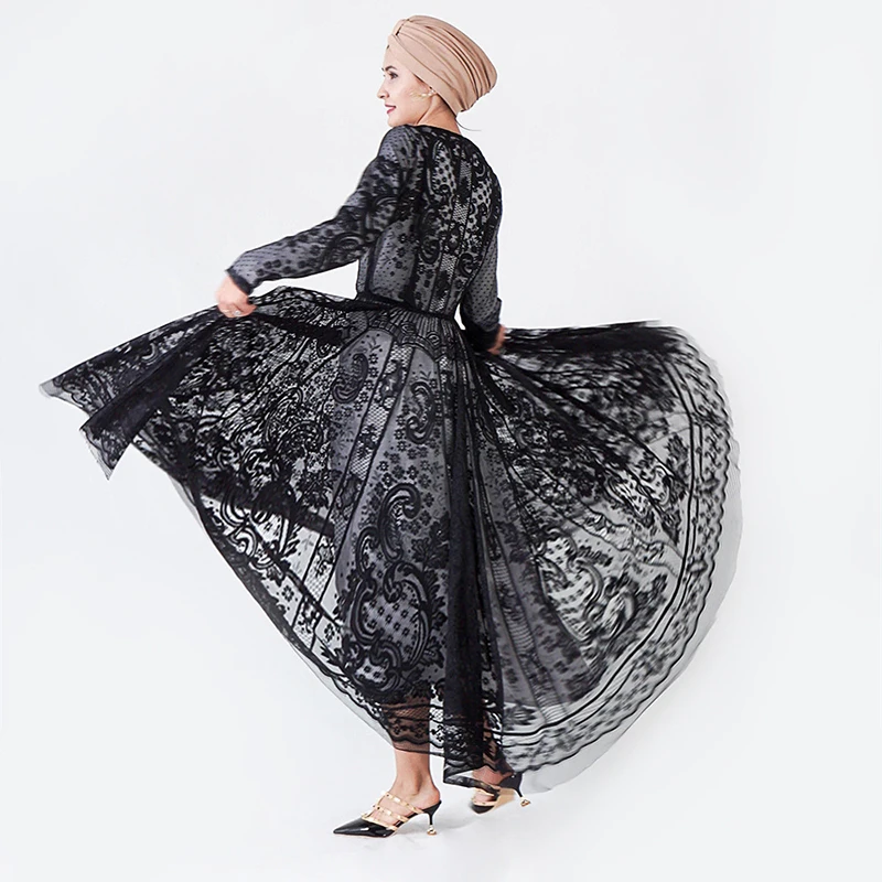 Черное мусульманское платье Дубай abaya Soiree турецкие вечерние платья Хиджаб ислам одежда Абая для женщин Grote Maten Dames Kleding