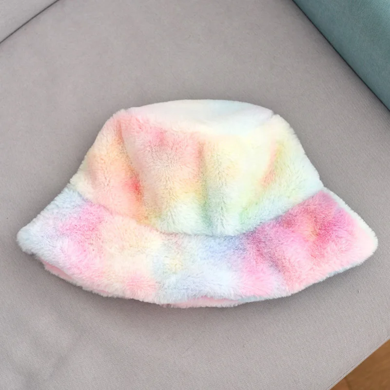 

Faux Fur Winter Warm Fisherman's Hat For Women Fashion Solid Color Vacation Cap Thickened Soft Bucket Hat New Lady Fluffy Caps