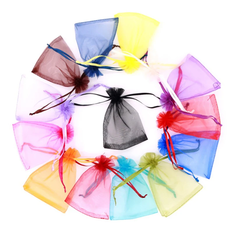 

10pcs Candy Sheer Organza Bag Wedding Party Decor Gift Jewelry Pouch Drawstring Bag Multi-size Colorful Jewelry Bags