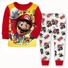 Детская Хлопковая одежда для сна с принтом Супер Марио для маленьких мальчиков, в наличии в США, одежда для сна, пижамный комплект