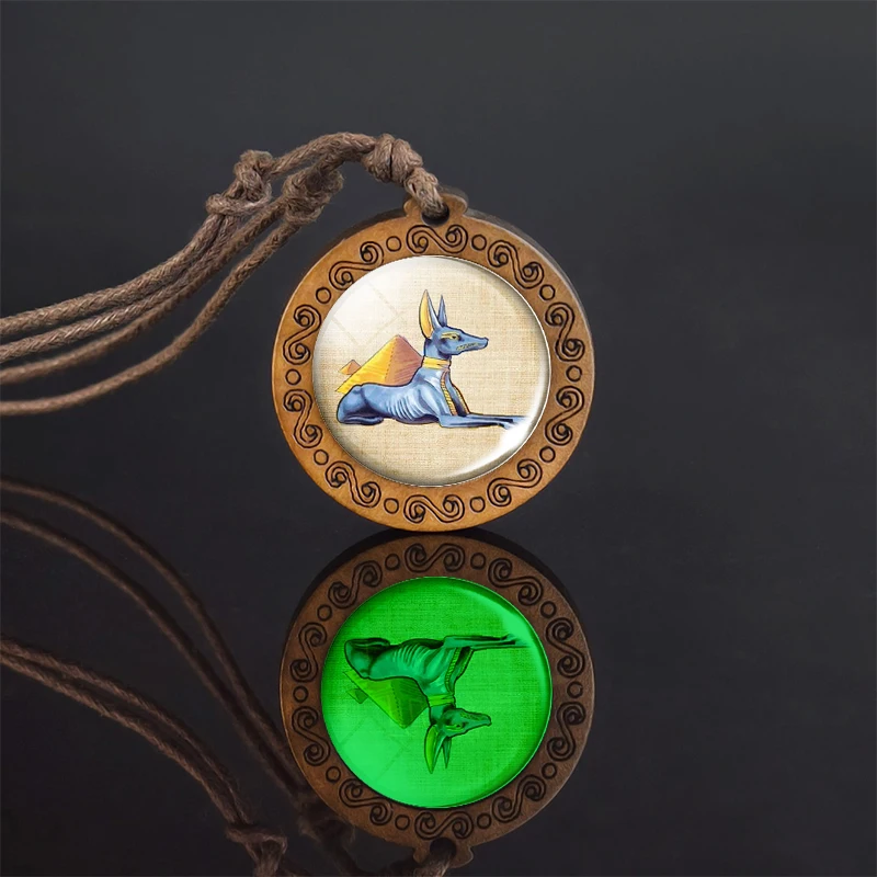 Светящееся древнеегипетское деревянное ожерелье Фараона Ретро Сфинкс анубисов