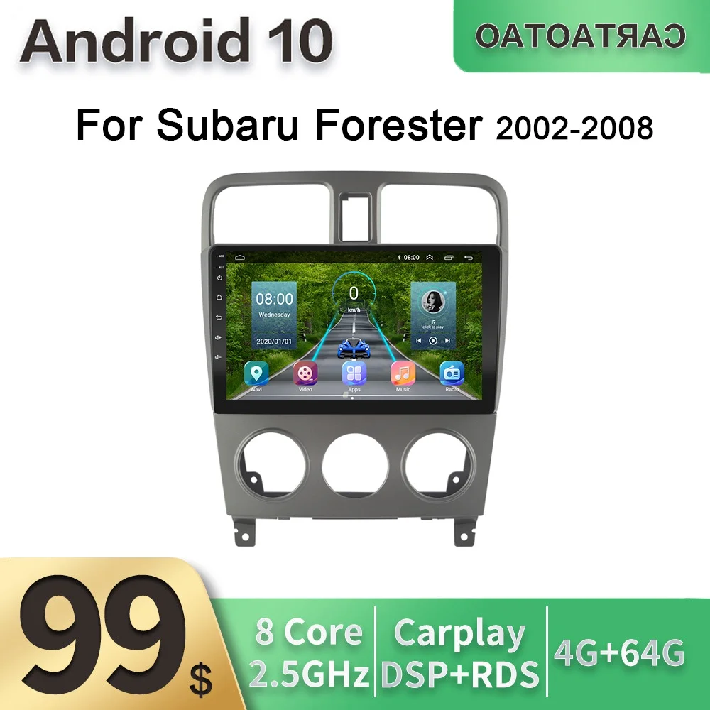 Автомагнитола 2DIN 4 + 64 ГБ DSP Android 10 0 GPS RDS мультимедийный плеер для Subaru Forester 2002 2003 2008