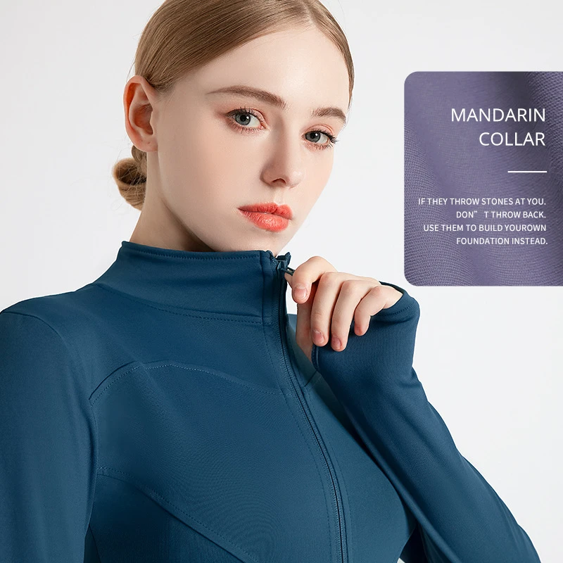 

Women Sport Jackets Zipper Yoga Coat Tops Thumb Hole Running Shirt Sportwear Girl Thin Quick Dry High Elastic Gym Fitness Jacket