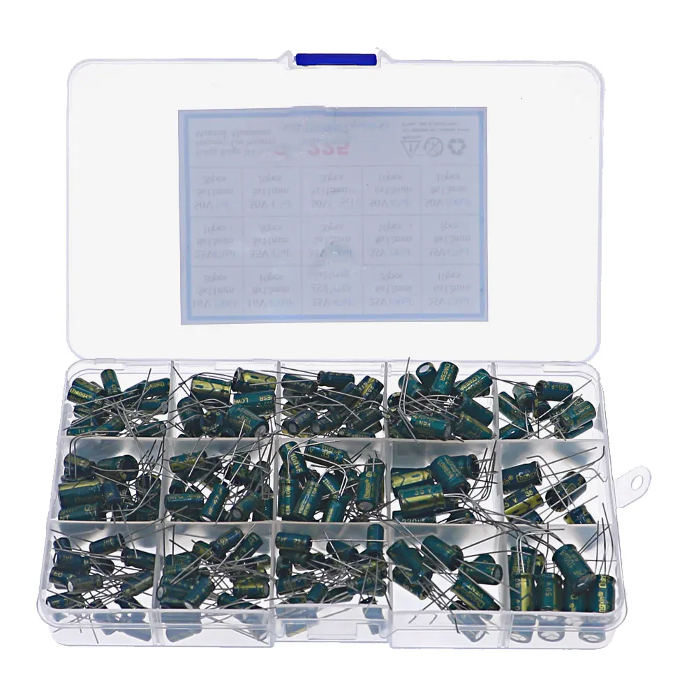 Набор алюминиевых электролитических конденсаторов 225 шт./кор. комплект 15