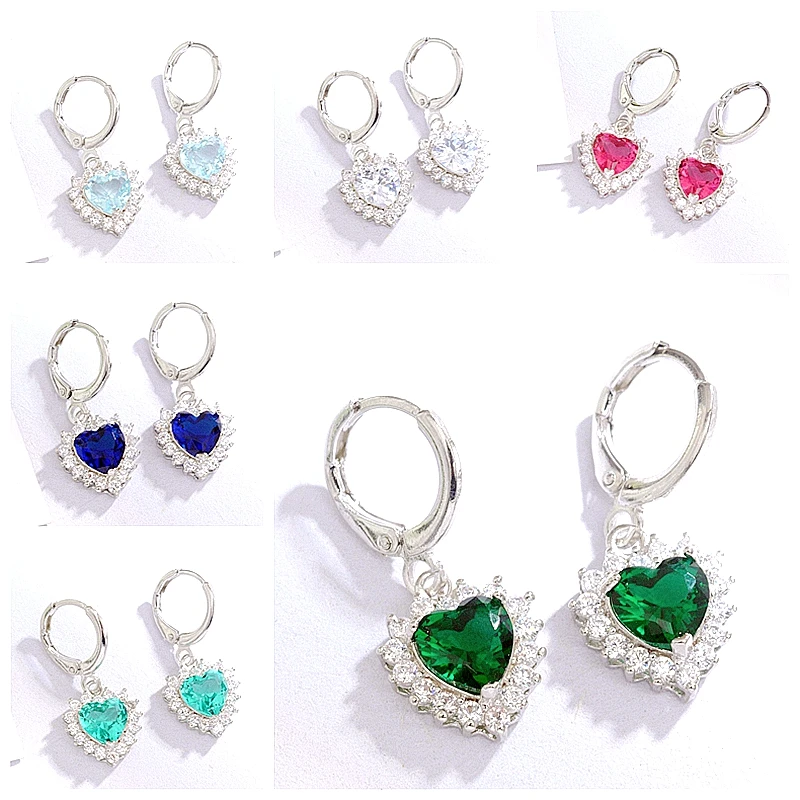 Ослепительные серьги кольца с сердечками для девочек белый золотой цвет AAA