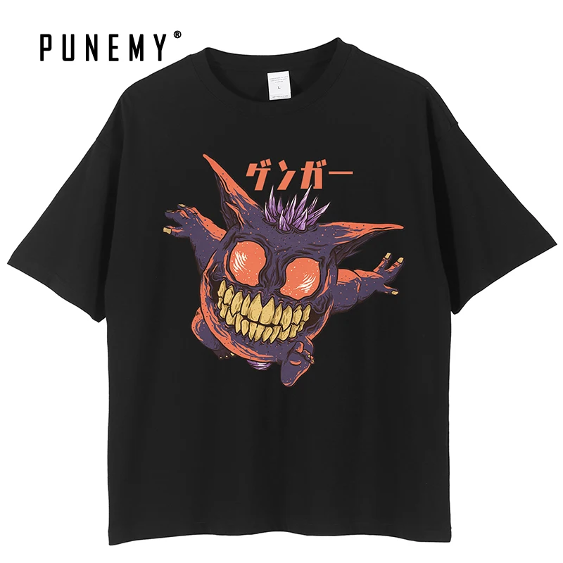 Мужская футболка Покемон генгар в стиле хип хоп уличный сверхразмерный чистый