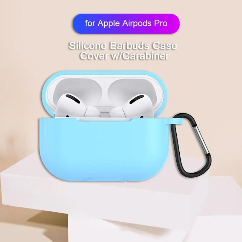 Silicone Earbuds Case Protective Cover with Carabiner for Apple Airpods Pro 