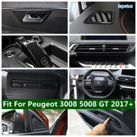 lapetus carbon fiber look interior refit kit water cup holder steering wheel cover trim for peugeot 3008 5008 gt 2017 2022