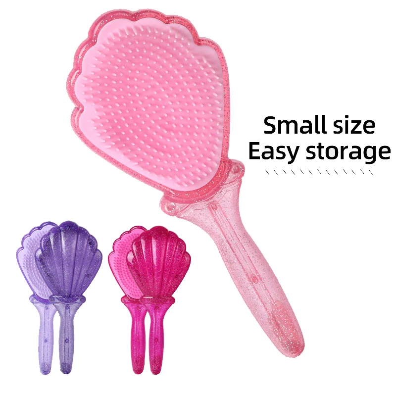 

Hair Brush Cartoon Princess Hand-held Shell Glitter Comb Anti-static Massager Scalp Care Hairdressing Comb Styling Tools