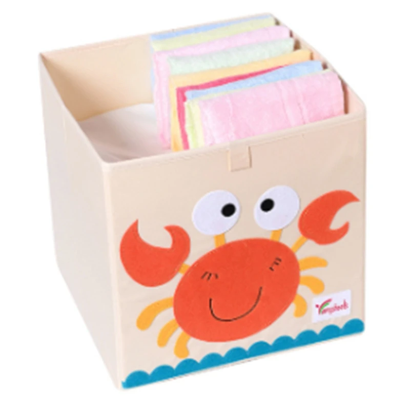 

Cartoon Animal Square Storage Box Folding Washed Oxford Cloth Fabric Storage Bins for Toys Storage Basket 2PCS
