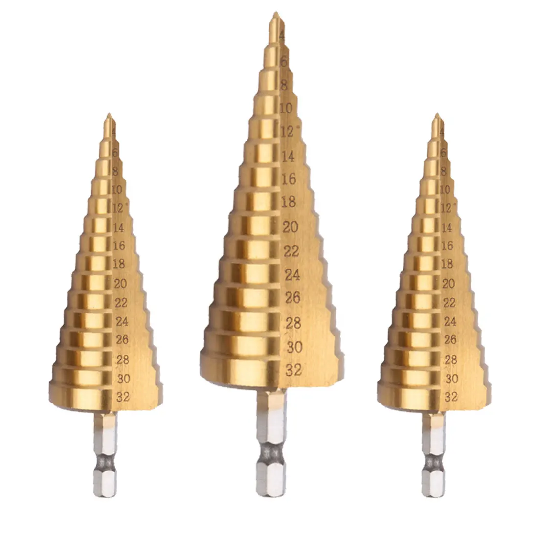 

Набор ступенчатых Сверл из быстрорежущей стали и титана, комплект из 3 конических насадок для сверления отверстий по металлу и дереву, 4-12/20/32...