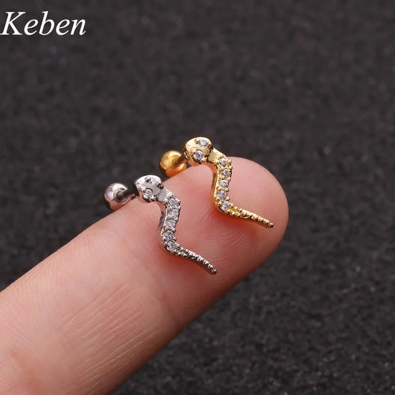 1 шт. Cz змея хряща шпилька животное спираль пирсинг ювелирные изделия раковины