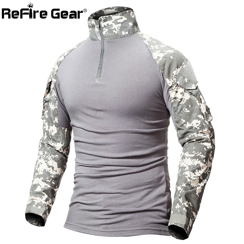 ReFire Gear камуфляжная тактическая футболка мужская с длинным рукавом солдатская