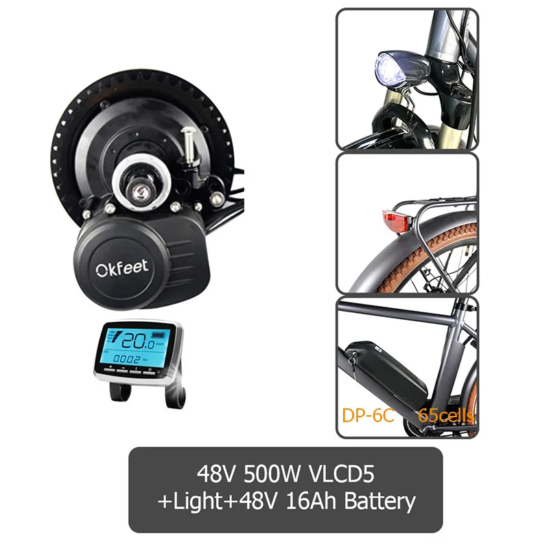 TSDZ2 Midmotor 36V 48V 250W 350W 500W электрический велосипед крутящий момент Сенсор середине приводной двигатель комплект с ЖК-дисплей Дисплей - Цвет: 48v500w LG 48v16ah