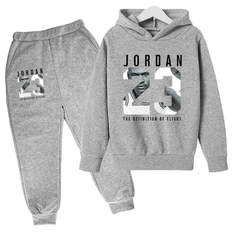 

Two Oversized Sweatshirt Clothes Pro-Junior Hoodie Football Prince Jordan No. 23 Jersey + Pants Printed Fleece Sweater Hoodie4T