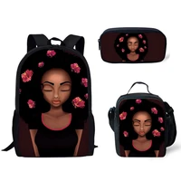 cool 3d fashion black girls print kids backpacks school bags for teenage boys girls 3pcs funny student book bag pack schoolbag