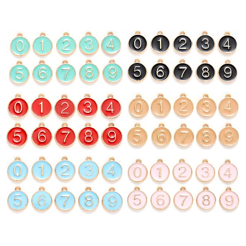 

Sansango 10pcs Number Charm Double Face Enamel Charms Gold Color 12*14mm Pendants Jewelry Making Handmade Craft Accessories