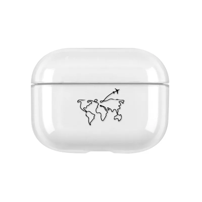 Силиконовый чехол для путешествий самолета Airpods Pro модная карта мира прозрачный