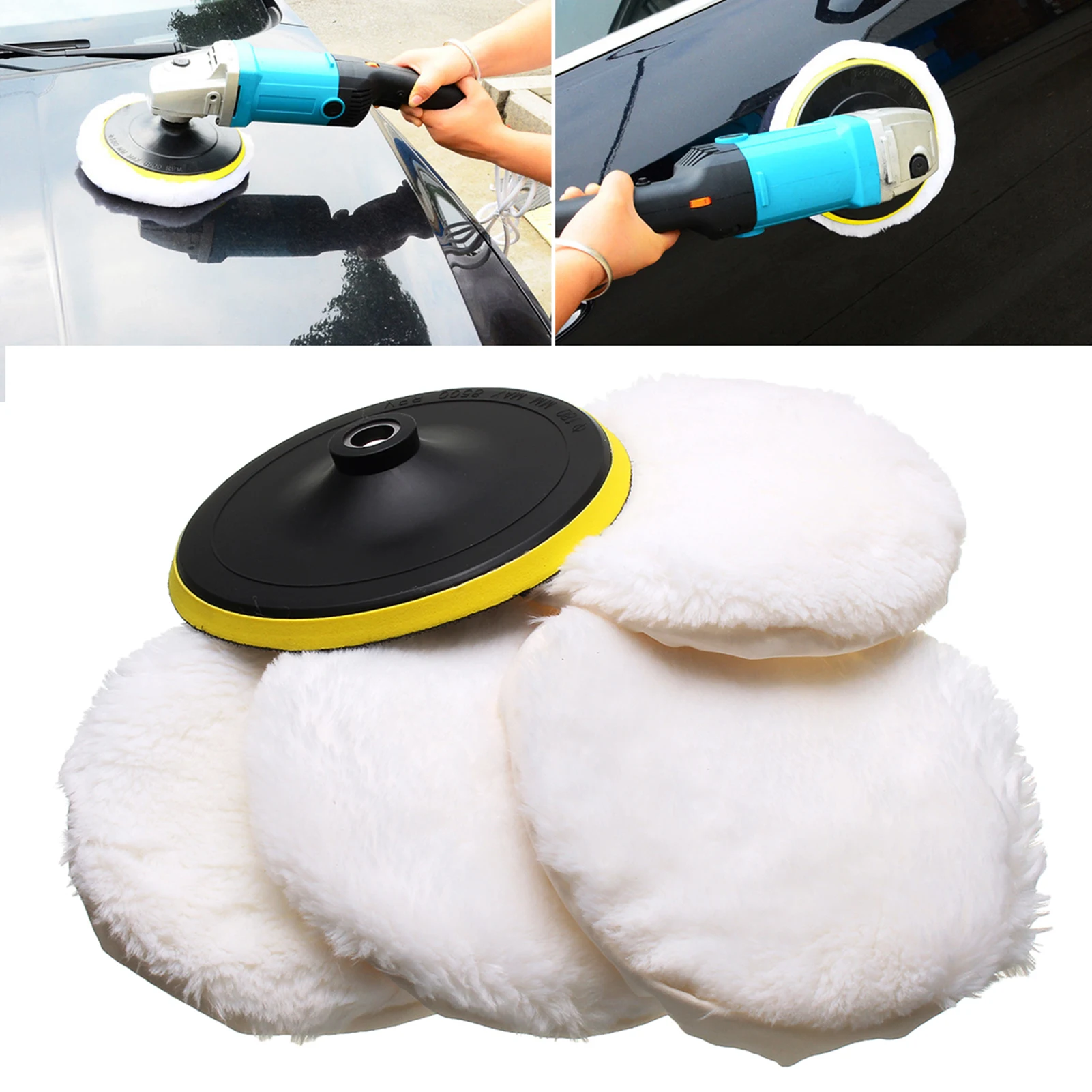 

7'' Polisher/Buffer kit Soft Wool Bonnet Pad White Car Goods Polisher Car Body Polishing Discs