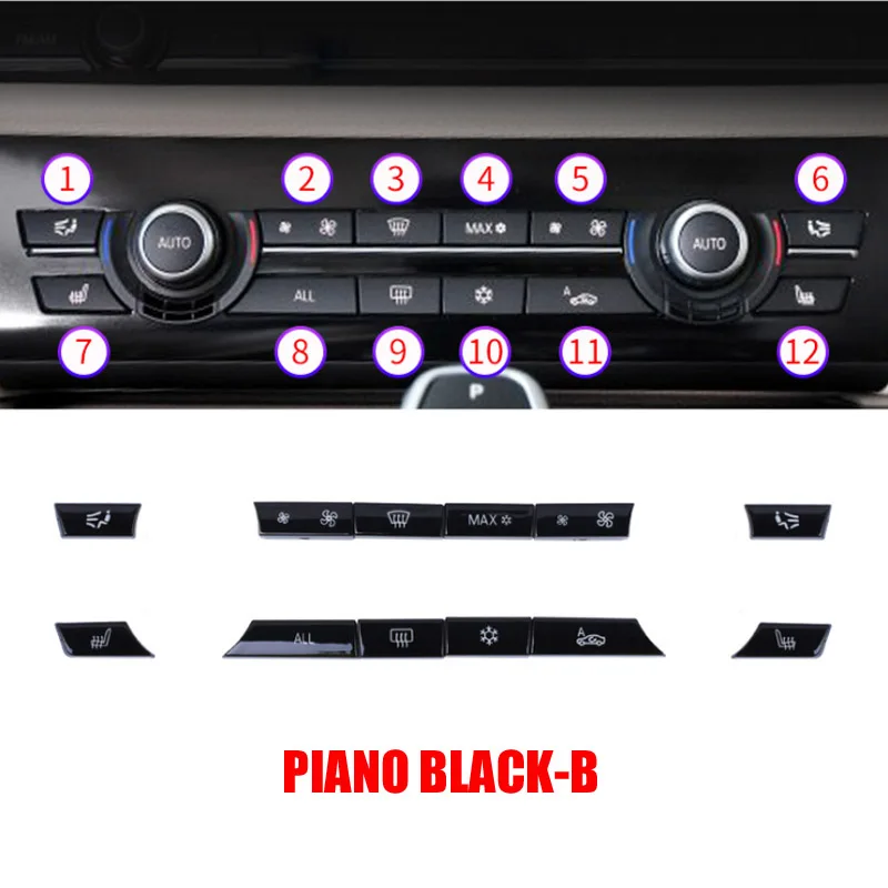 Хромированные кнопки для кондиционера из АБС пластика BMW F10 F11 F06 F01 E70 E71 F25 F26 X5 X6