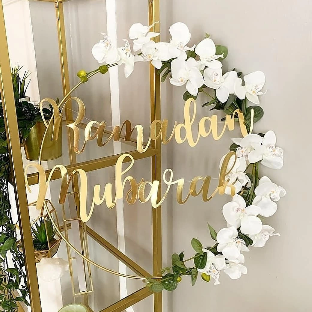 

1 Set DIY 10-40cm Iron Metal Ring Wooden Crafts Garland Flowers for Eid Mubarak Ramadan Party Decoration Gift Wedding Home Decor