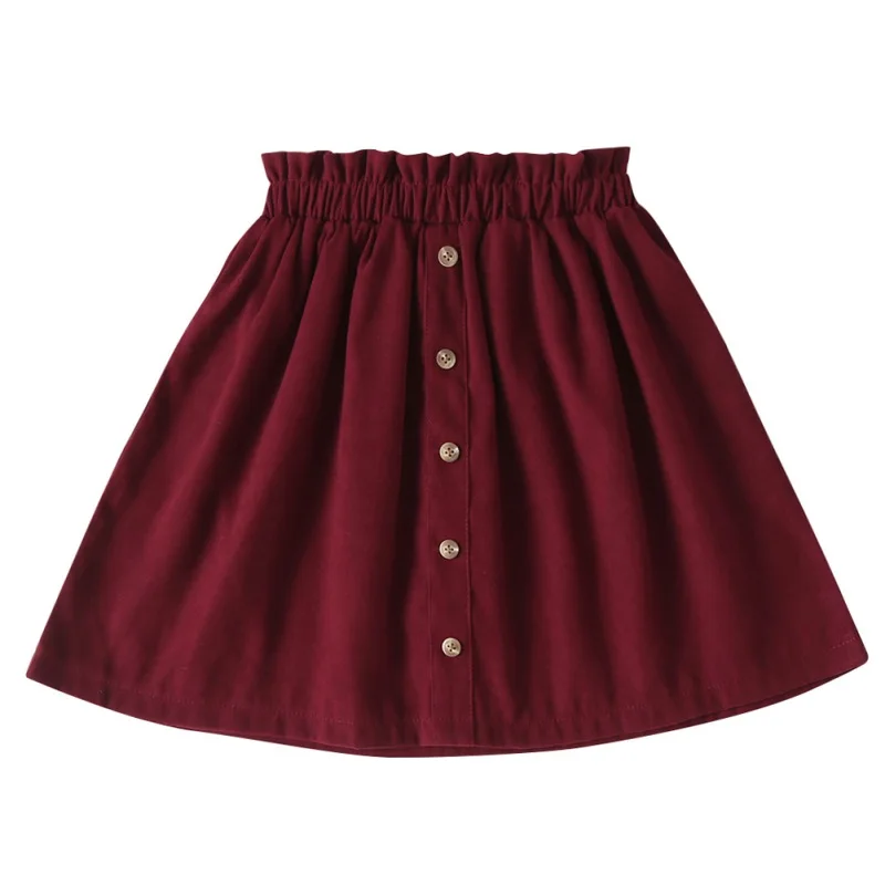Новинка 2020 года модная Однотонная юбка для маленьких девочек на пуговицах