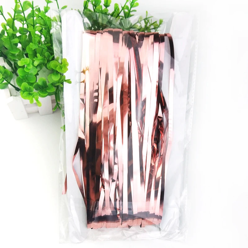 1*2m Rose Gold Party Background Decoration Shimmering Foil Fringe Tinsel Door Curtain Wedding Birthday Photo Backdrop Supplies | Дом и сад