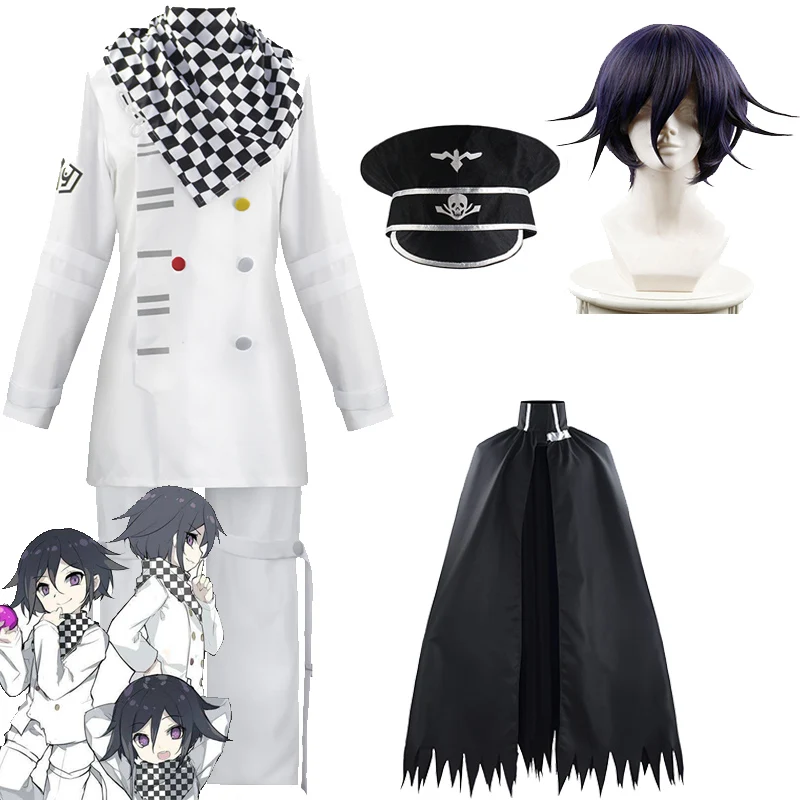 Костюм для косплея Kokichi Oma из аниме данганронпа V3 белая униформа шарф шапка плащ