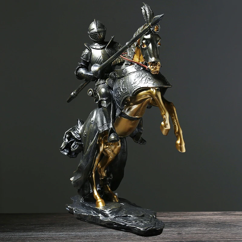 Nordic Retro Riding Warrior Art Sculpture Abstract Horse Figurine Resin Art&Craft Home Decoration Opening Gift R2618