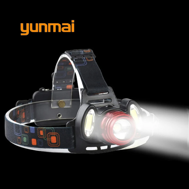 Yunmai Мощный светодиодный налобный фонарь с USB 7000 люмен Новый xml t6 + 2 COB батареей 18650