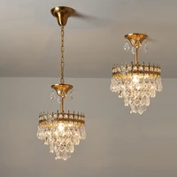 retro simple crystal golden classical bedroom deco led e14 indoor chandelier vintage livingroom fixture dining pendant lamp