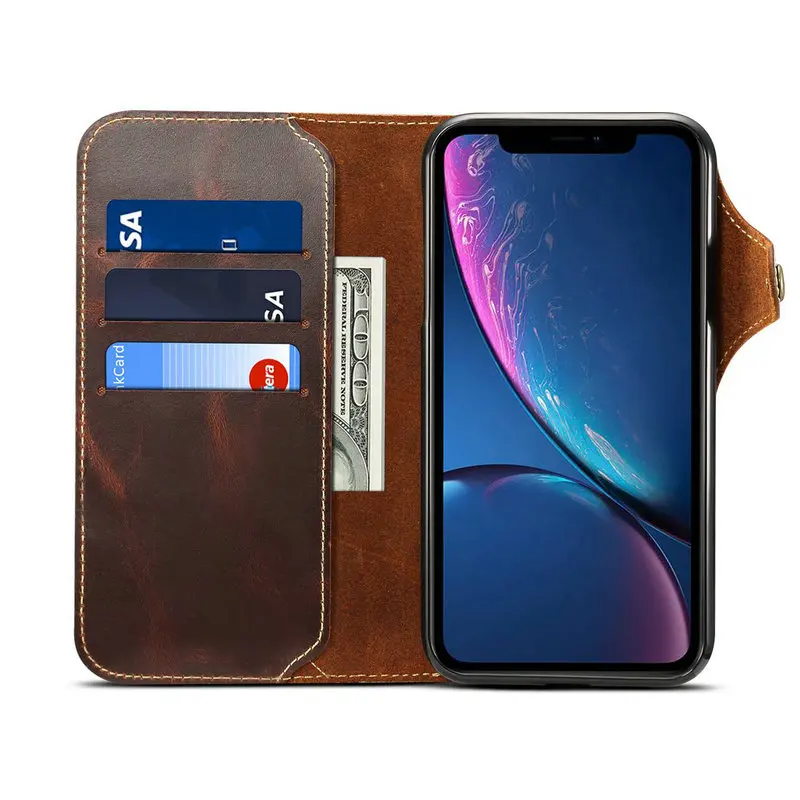 Brown Чехол из натуральной коровьей кожи для samsung Note 10 Plus SM-N975, чехол-бумажник с откидной подставкой для Galaxy Note 10, SM-N970, чехлы - Цвет: Brown