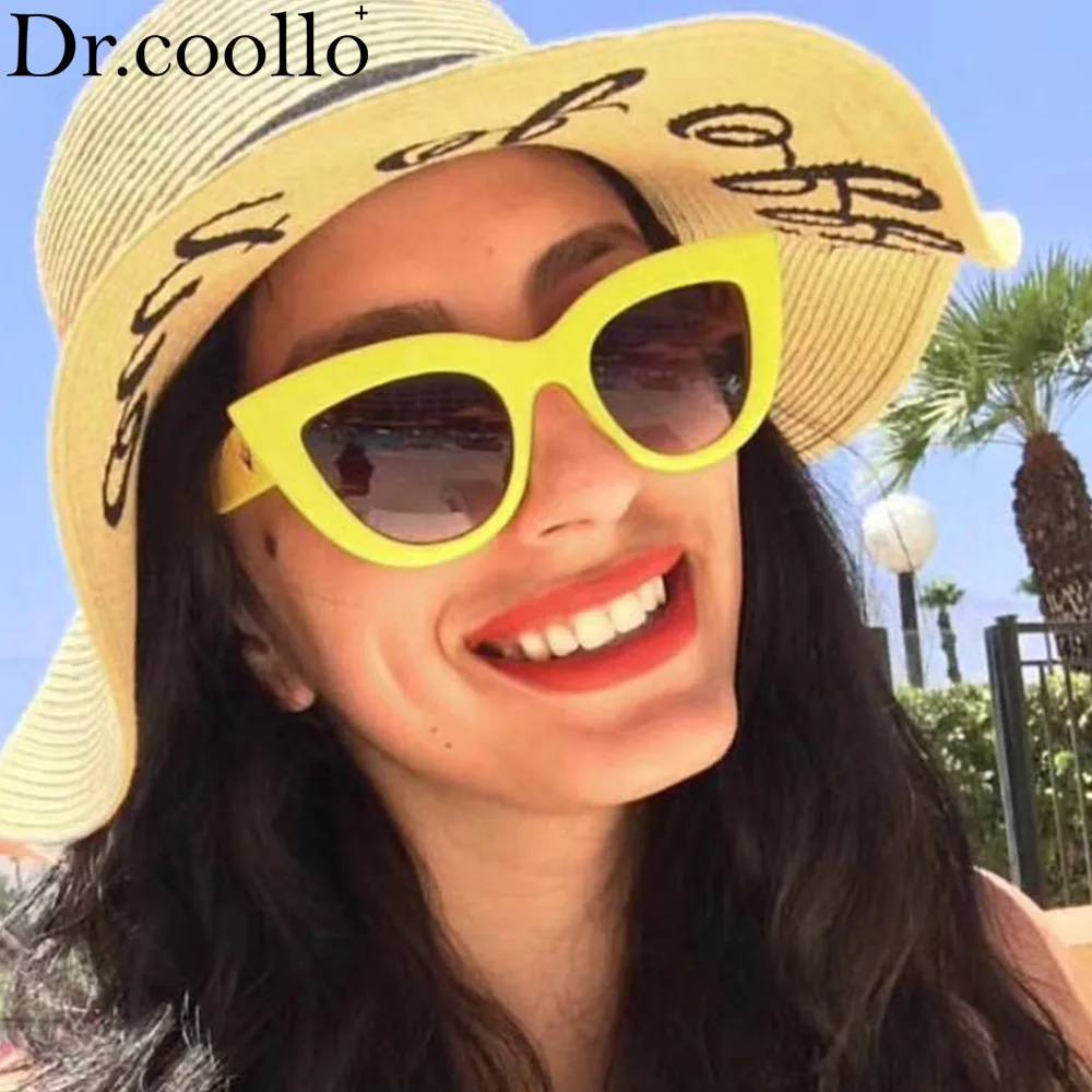 Кошачий глаз женские пляжные солнцезащитные очки для женщин пластиковая цветная