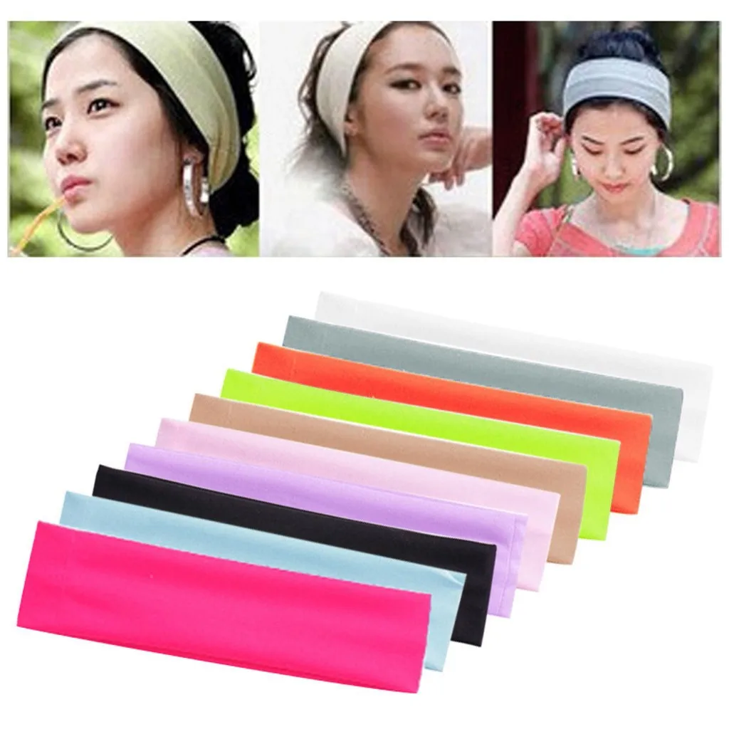 

New Headband Sport Womens Mens Unisex Sport Sweat Sweatband Headband Yoga Hair Band Stretch повязка на голову спорт