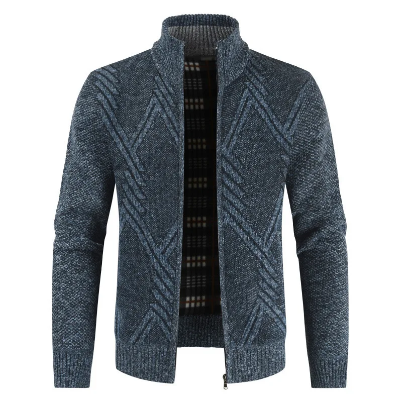 

2020 Autumn Winter Mens Sweater Casual Stand Collar Thick Cardigan Men Fashion Warm Sweater Coats Men