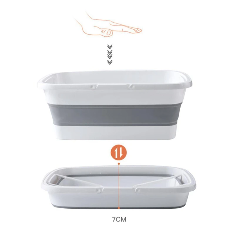 

Foldable Mop Bucket Collapsible Portable Wash Basin Dishpan with Handle for Camping Fishing