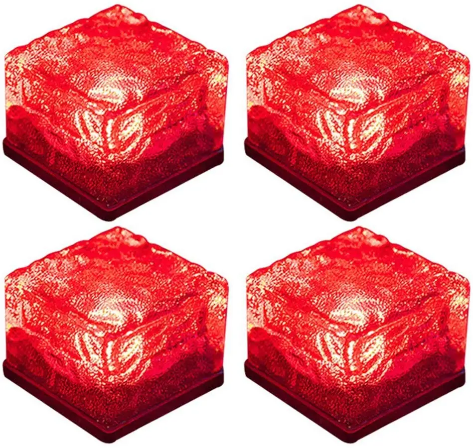 Солнечный Лед Кирпич светильник чистый цвет сад стеклянный путь Кристалл