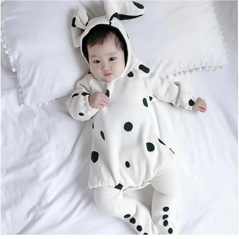 Для новорожденных для маленьких девочек Комбинезон в горошек одежда малышей на