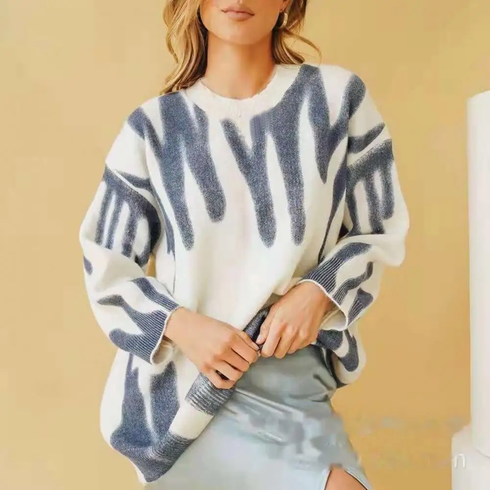 Универсальный Классический Вязаный Свитер оверсайз с принтом водостойкий