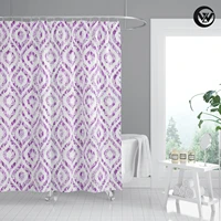 textile purple drop shaped geometric design bathroom curtains waterproof polyester home decoration shower curtain