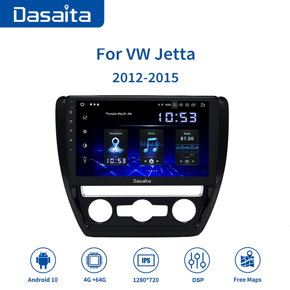 Автомагнитола Dasaita 1 Din 10 2 дюйма Android для Volkswagen VW Jetta 2011 2012 2013 2014 2015 GPS-навигация с DSP