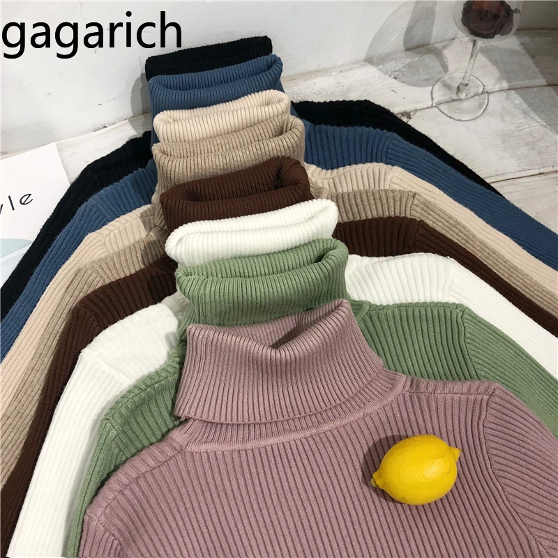 Gagarich Sweater Women 2019 New Knitted Solid Turtleneck Full Thick Slim Casual Spring Autumn Korean Version Ladies Pullover |