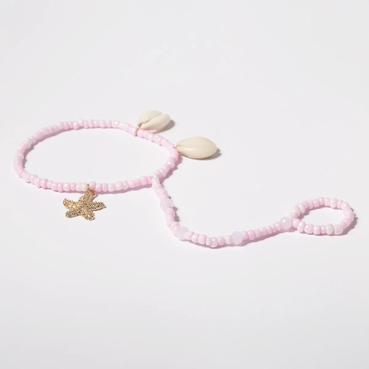 Браслет на ногу Женский из натуральной морской ракушки с подвеской в виде звезды