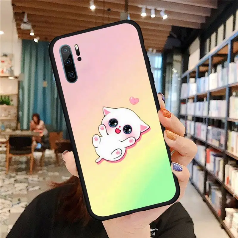 

ins pink cute cat meow Phone Case For Huawei honor 10 i lite 8x P 20 30 40 lite pro smart 2019 nova 5t mate 20 pro coque