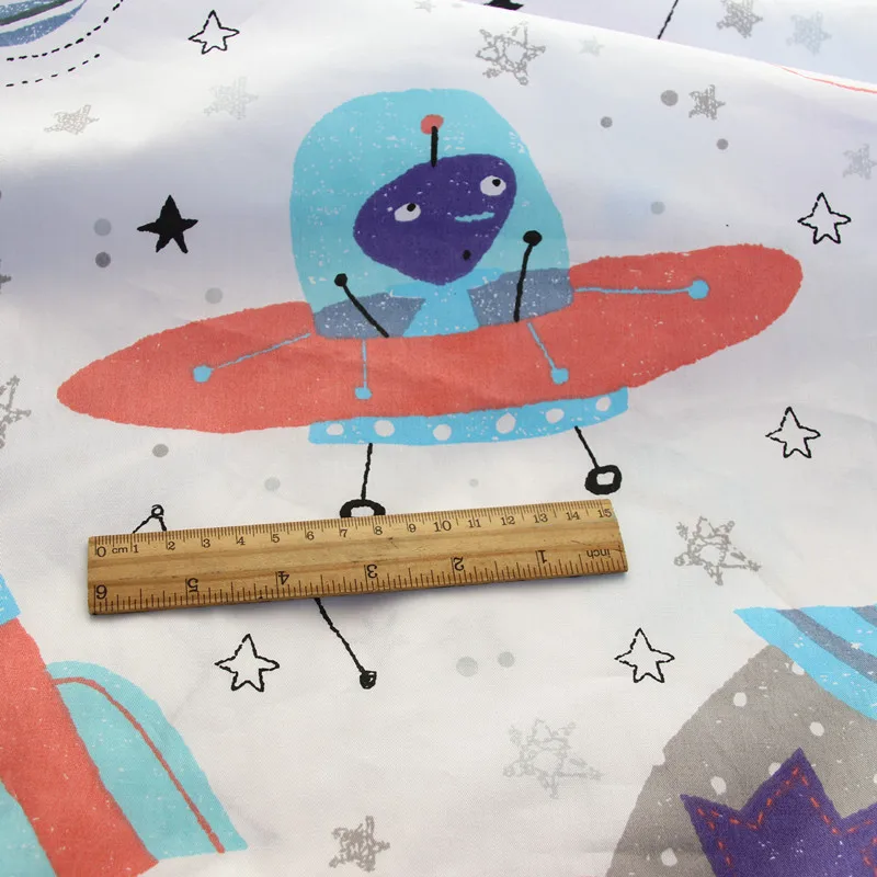 Космический корабль печатных 100% хлопок ткань для изготовления платьев подушки